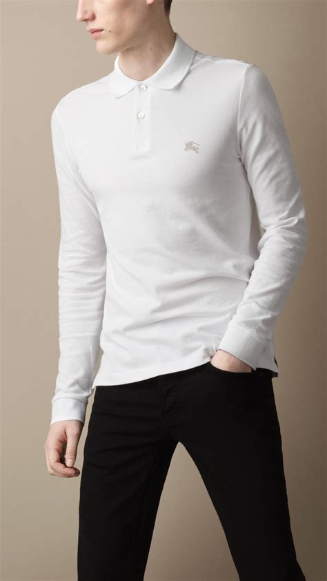 white burberry long sleeve shirt|burberry long sleeve polo men's.